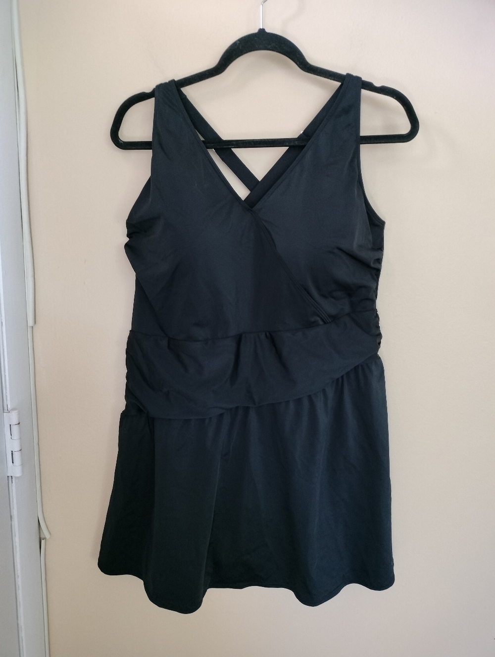 Denim & Co Beach Black 18W Swim Dress Bathing Suit Swimsuit Vacation Pool Lake
